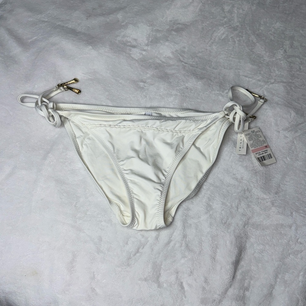 Trina Turk Side Tie Hipster Bikini Bottom White Size 10